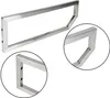 A product shot of a set of two stainless steel wall consoles or towel holders with a pentagonal shape. Produktbild-Vorschau