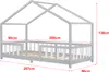 A diagram of a children's house bed with dimensions indicated. Náhled obrázku produktu
