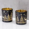 2er Set Teelichthalter Schwarz Gold Winter Landschaft Glas Produktbild-Vorschau 5