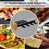 A collage of images showcasing a raclette grill and various foods, including grilled seafood, skewers, grilled vegetables, and a charcuterie board. Produktbild-Vorschau
