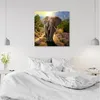 Leinwandbild Elefant bei Sonnenuntergang 30x30 Feeby Beige Produktbild-Vorschau 2
