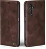 A brown flip case for a smartphone is shown from two angles. Produktbild-Vorschau