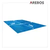 A blue pool solar cover is shown laid out flat with dimensions indicated by dashed lines and measurements. Náhľad obrázku produktu