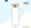 Glaskrug mit Bambusdeckel WILMAX hoch 1,5L für Getränke, Produktbild-Vorschau 3