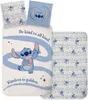 A Lilo & Stitch themed bedding set laid out flat, showing a duvet cover and pillowcases. Produktbild-Vorschau