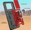 An exploded view of a phone case with labels pointing out its features. Produktbild-Vorschau