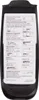 The back of a black calculator case with an instructional insert showing various functions and formulas. Produktbild-Vorschau