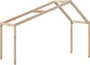 A wooden frame structure for a child's bed, resembling a house. Produktbild-Vorschau