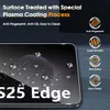 A close-up of a smartphone screen protector with water droplets on it, accompanied by marketing text and icons highlighting product features. Produktbild-Vorschau