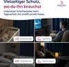 Collage of four scenes showing the use of blackout curtains in different rooms: a nursery, a home theater, a bedroom, and a living room. Produktbild-Vorschau