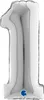 ABC Mini Zahlen Folienballon 14"/36cm | Silber #1 Produktbild-Vorschau 1