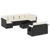 Design 10-tlg. Garten-Sofagarnitur mit Kissen Schwarz Poly Produktbild-Vorschau 2