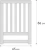 A diagram showing the dimensions of a baby crib. Produktbild-Vorschau