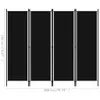 A black room divider with four panels is shown against a white background, with dimensions indicated. Anteprima dell’immagine prodotto