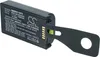 A black lithium-ion battery pack with a metal pull tab attached. Produktbild-Vorschau