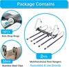 A collage of images showing different parts of a product package, specifically pant hangers, anti-drop rings, and stainless steel clips. The main image displays a multifunctional pant hanger. Produktbild-Vorschau
