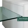 A close-up view of a white high-gloss TV cabinet with a glass shelf. Anteprima dell’immagine prodotto