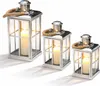 3er Set Edelstahl Glas Laternen Windlicht Gartenlaterne mit Produktbild-Vorschau 2