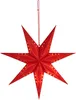 A red, 8-pointed paper star lantern with small cutouts that allow light to shine through. Podgląd zdjęcia produktu