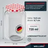 WELLGRO 6 x 720 ml Einmachgläser mit Schraubdeckel TO 82 – Produktbild-Vorschau 2
