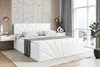 A white upholstered bed with a headboard and footboard is shown in a bedroom setting. Produktbild-Vorschau