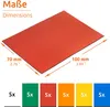 A red rectangular magnet strip is shown with dimensions indicated. Below are several smaller colored strips, each labeled '5x'. Anteprima dell’immagine prodotto