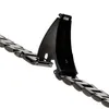 A close-up view of a black stainless steel watch band clasp. Produktbild-Vorschau