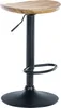 A bar stool with a natural wood seat and a black metal base and stem, photographed against a white background. Náhled obrázku produktu