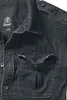 A close-up view of a black shirt, focusing on the collar and chest pocket. Produktbild-Vorschau