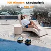A woman relaxing by a pool with two pool cleaning robots in the foreground. Anteprima dell’immagine prodotto