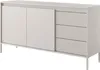 A beige sideboard with a fluted front and three drawers, shown from a three-quarter angle on a white background. Produktbild-Vorschau