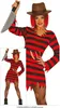 A woman wearing a Freddy Krueger-inspired costume, holding a prop knife. Produktbild-Vorschau