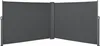 A dark gray retractable side awning, shown in an open position, with a central pole dividing the two retractable screens. Náhled obrázku produktu