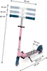 A pink scooter with dimensions indicated by measurement lines and text. Produktbild-Vorschau