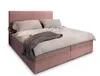 A pink boxspring bed with bedding and a throw blanket, shown against a white background. Produktbild-Vorschau