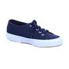 A single navy blue Superga sneaker with white laces and a white sole is shown against a white background. Produktbild-Vorschau