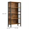 A tall, industrial-style bookshelf with wooden shelves and a black metal frame, shown against a white background with dimensions indicated. Anteprima dell’immagine prodotto