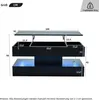 A diagram of a black coffee table with dimensions and LED lighting. Produktbild-Vorschau