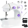 A white and purple mini sewing machine with accessories displayed on a white background. Produktbild-Vorschau
