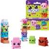 A collection of colorful toy building blocks shaped like animals, stacked and arranged on a white background, with packaging visible in the upper right corner. Produktbild-Vorschau