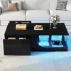 A modern black coffee table with LED lighting in a living room setting. Anteprima dell’immagine prodotto