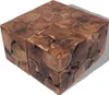 The Living Store Tabouret/Table basse en teck massif Voir les images du produit 1