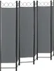 A dark gray, six-panel room divider with a black metal frame, shown against a white background. Anteprima dell’immagine prodotto