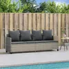 vidaXL Sonnenliege mit Kissen Hellgrau Poly Rattan Produktbild-Vorschau 3