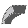A graphic representation of a V-belt, with a section of film reel superimposed. Produktbild-Vorschau