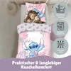 A child sleeping on a bed with Lilo and Stitch themed bedding. Produktbild-Vorschau