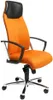 An orange and black office chair is shown against a white background. Produktbild-Vorschau