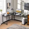 A modern home office setup featuring an L-shaped desk with a computer, laptop, and accessories. Náhled obrázku produktu