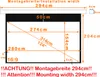 A diagram showing the dimensions of a projector screen. Produktbild-Vorschau