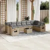 11-tlg. Garten-Sofagarnitur mit Kissen Beige Poly Rattan Produktbild-Vorschau 2
